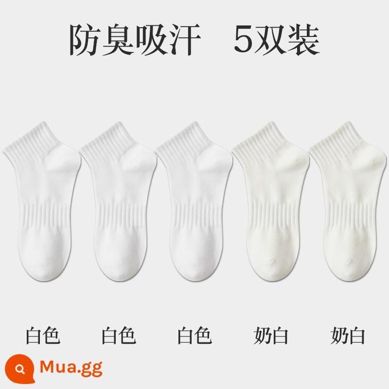 Tất bong bóng Zhuji dành cho nữ, ống vừa không xương, cotton không nguyên chất, mùa xuân và mùa thu, màu đen và trắng, vớ giam cầm mùa hè, xu hướng nổi tiếng trên Internet - [Corset ống ngắn] 3 trắng + 2 trắng sữa