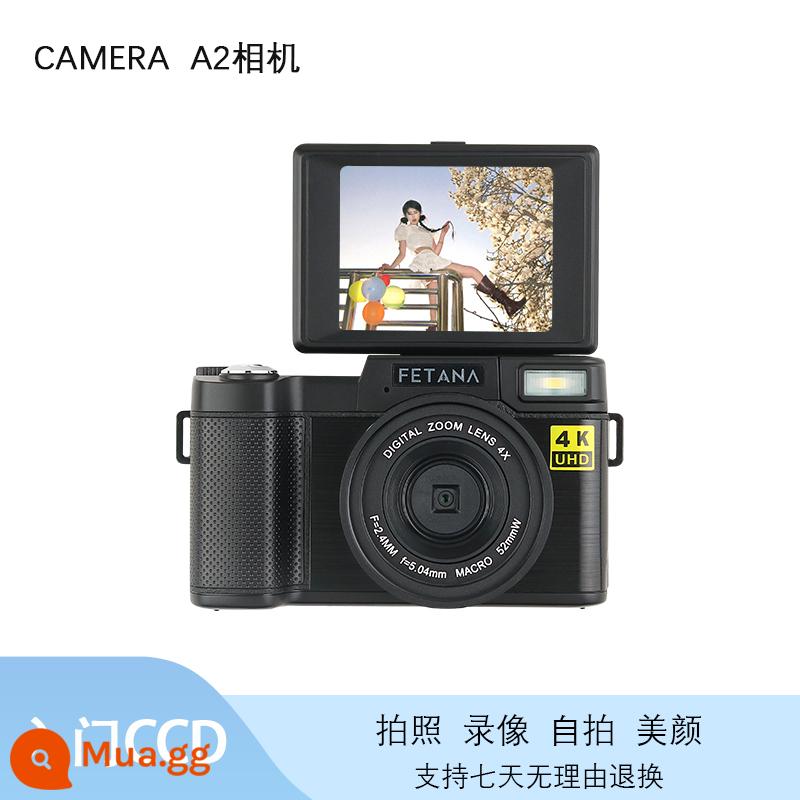 FETANA A2 Máy Ảnh Kỹ Thuật Số CCD Selfie Có Thể Vlog Thẻ Máy Retro Khuôn Viên Sinh Viên Thẻ Máy Quà Tặng - Ảnh selfie có thể đảo ngược màu đen A2 với bộ lọc-8G