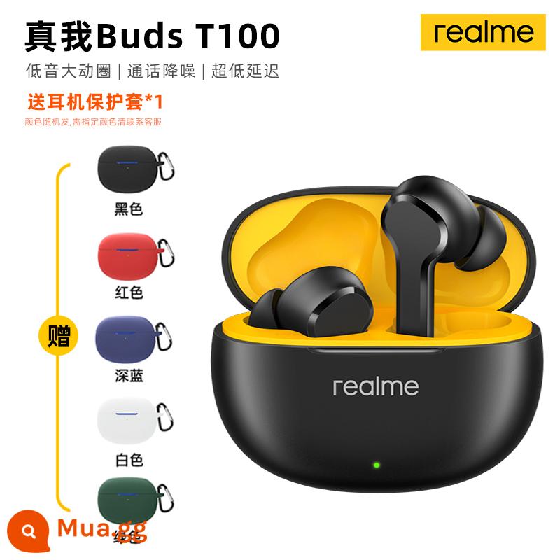 Tai nghe in-ear Bluetooth realme Buds T100 thể thao giảm tiếng ồn phù hợp cho Xiaomi Apple Huawei - Realme Buds T100-Punk Black + Vỏ tai nghe [Giao hàng miễn phí]