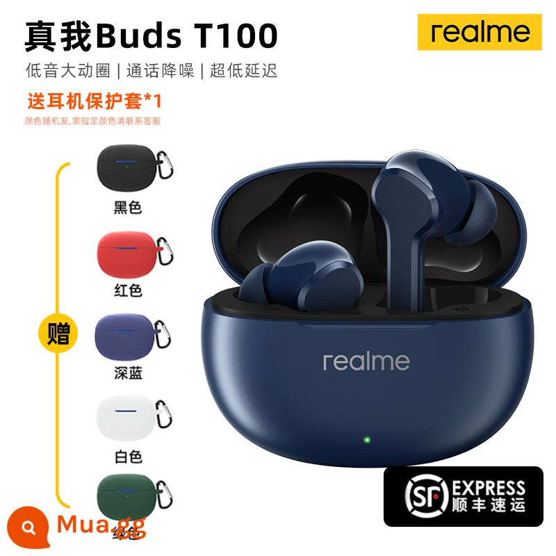 Tai nghe in-ear Bluetooth realme Buds T100 thể thao giảm tiếng ồn phù hợp cho Xiaomi Apple Huawei - Realme Buds T100-Jazz Blue + Vỏ tai nghe [SF Express]