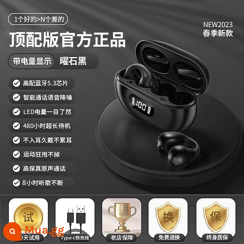 Tai nghe Bluetooth kẹp dẫn truyền xương thật 2024 chạy thể thao không dây mới phù hợp cho Huawei Xiaomi Sony - [Phiên bản hàng đầu] Chất lượng âm thanh không bị méo tiếng √ Thời lượng pin cực dài √ Cuộc gọi độ phân giải cao [Đen sáng]