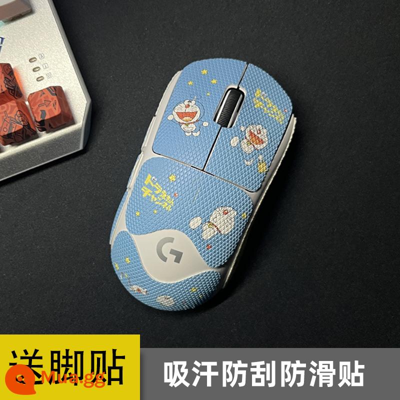 Miếng dán chống trượt chuột phù hợp với Logitech gpw thế hệ thứ nhất và thứ hai G304/G102 miếng dán thấm mồ hôi chống trượt cho chó fart king - Thế hệ Doremon xanh