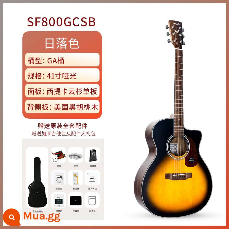 Saga Saga nâng cấp dòng 800c mới bảng đơn hàng đầu chính hãng hộp điện dân gian đàn guitar acoustic sf830 - SF800GCSB 41 inch khía khía góc hoàng hôn màu