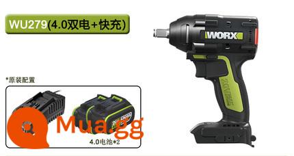 Worx Điện Tua Vít Mô-men Xoắn Cao Pin Lithium Không Chổi Than WU279 Đặc Biệt Sạc Khí Nén Cờ Lê Công Cụ Kệ Công Nhân - WU279 (pin kép 4.0 + sạc nhanh)