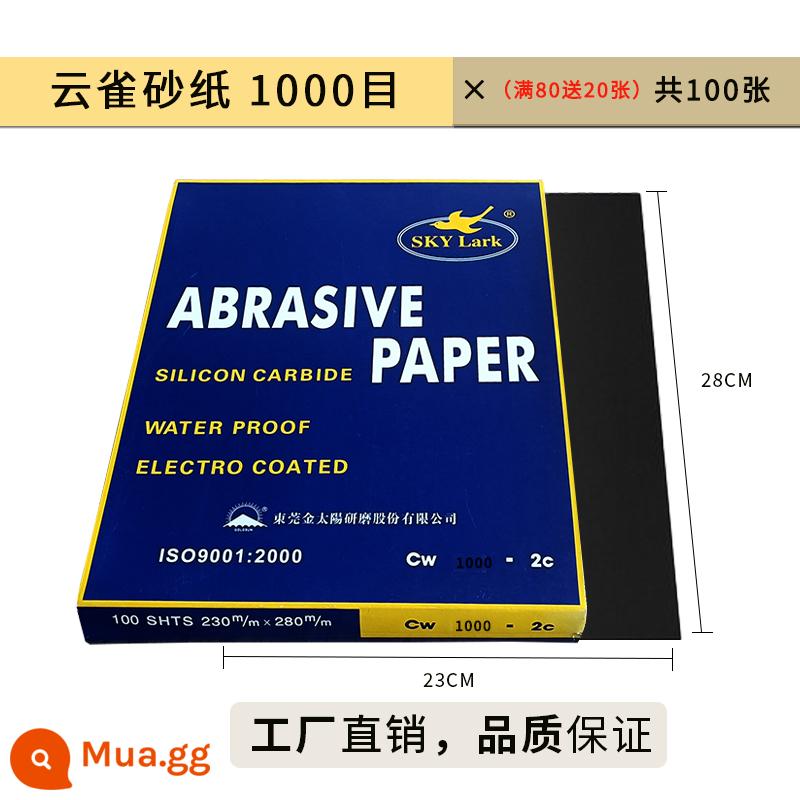 Giấy nhám Skylark mài và đánh bóng giấy nhám mịn 2000 lưới giấy nhám mài nước giấy nhám chịu mài mòn tường gỗ kim loại tạo tác - Một hộp 1000 lưới, tổng cộng 100 giấy tờ