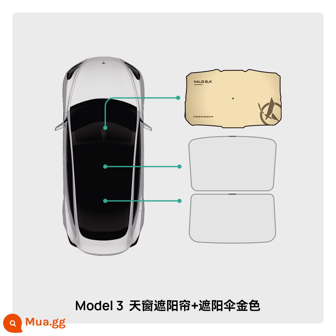 Heiluo phù hợp với tấm che nắng Tesla model3/y tấm che nắng mái che nắng chống nắng và phụ kiện rèm bầu trời cách nhiệt - Rèm che nắng cửa sổ Model 3/3P + rèm che nắng trước [vàng]