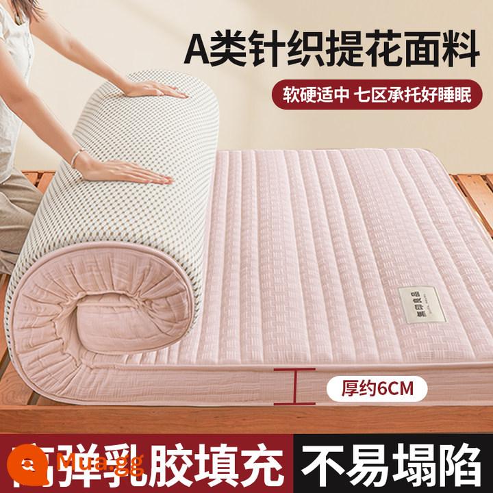 MUJI đệm cao su phòng ngủ nhà mùa thu đông ký túc xá sinh viên giường đơn nệm xốp đệm - (Độ dày khoảng 6CM) Muji-Hồng [Vải dệt kim loại A + kiểu mủ cao su siêu dày 5 lớp nâng cấp]