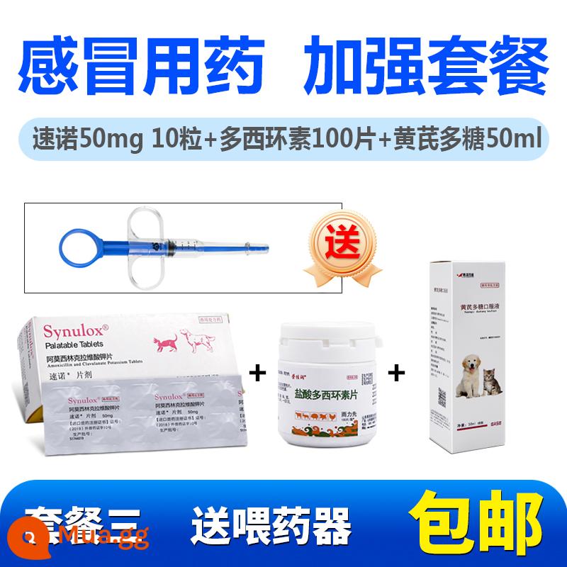 Amoxicillin clavulanate viên kali chó mèo nhánh mũi Sunuo thuốc cảm Sunuo 250mg50mg nguyên hộp - Gói tăng cường cảm lạnh nặng 3g