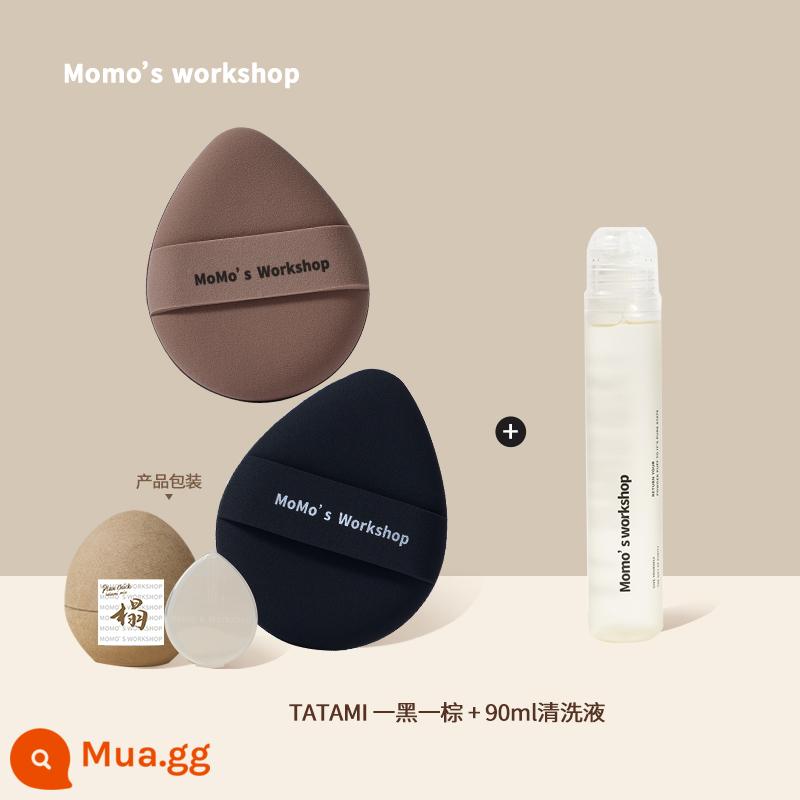 Mao Jiji Momo's Workshop tape TATAMI powder puff che khuyết điểm trong veo, không ăn phấn và nhanh chóng trở thành lớp trang điểm - Sữa Rửa Mặt TATAMI One Black One Brown + Powder Puff 90ml