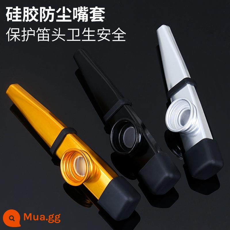 Một loại nhạc cụ không cần học nhạc cụ kim loại kazoo chuyên nghiệp dành cho người mới bắt đầu nhạc cụ cầm tay nhỏ kazoo - Kèn kazoo bạc + 6 màng loa kazoo kim loại thông thường