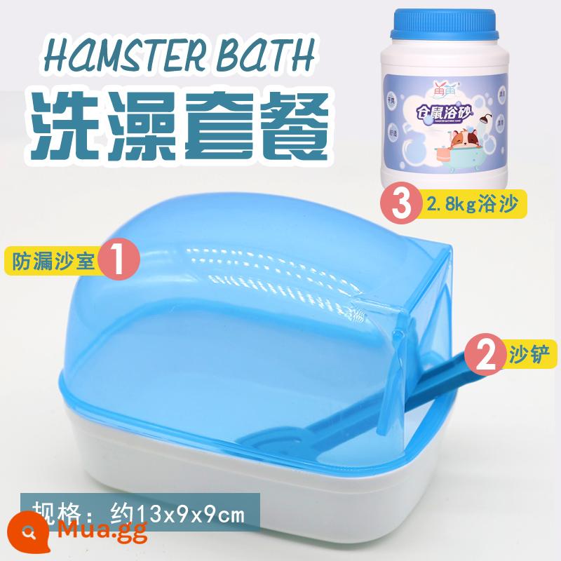 Hamster cát tắm bộ phòng tắm hoàn chỉnh vật nuôi nhỏ đồ tắm nhà vệ sinh vệ sinh bồn tắm hamster đồ dùng - 2800g hương vị nguyên bản + phòng tắm + xẻng