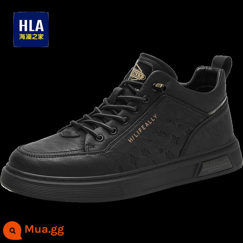 HLA/ Hailan House Giày Nam Xuân Thu 2023 Xu Hướng Mới Giày Sneaker Nam Nhỏ Màu Trắng Đa Năng Giày Da Thoáng Khí Hợp Thời Trang - Đen [ống trong hình chính]