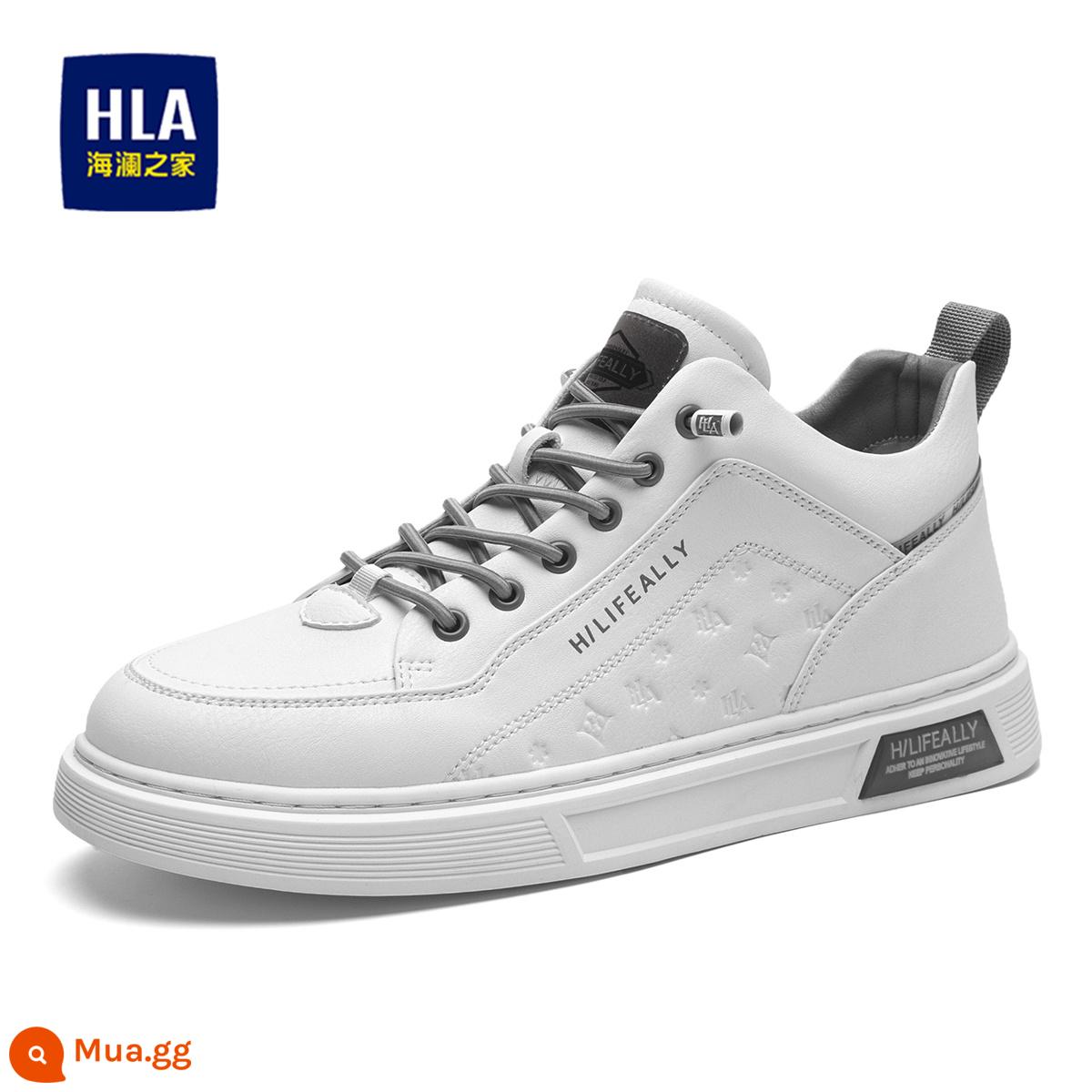 HLA/ Hailan House Giày Nam Xuân Thu 2023 Xu Hướng Mới Giày Sneaker Nam Nhỏ Màu Trắng Đa Năng Giày Da Thoáng Khí Hợp Thời Trang - Màu xám [ống trong hình chính]