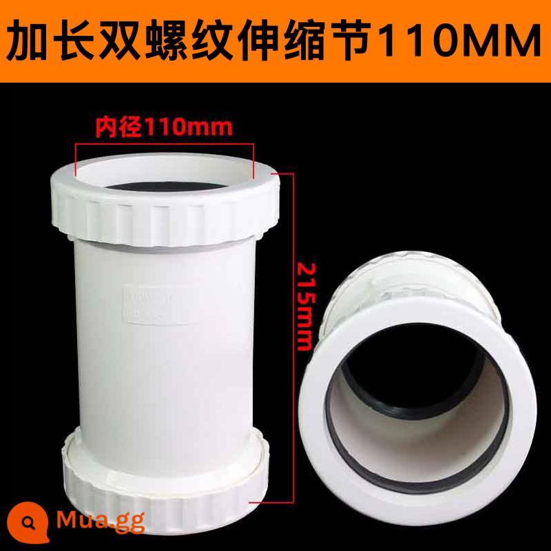 Khớp nối ống lồng PVC mở rộng 110 ống thoát nước 16050 khớp nối 75 cổng kiểm tra phụ kiện đường ống thoát nước bên trong và bên ngoài - Khe co giãn ren đôi 110 22 cm (dày)