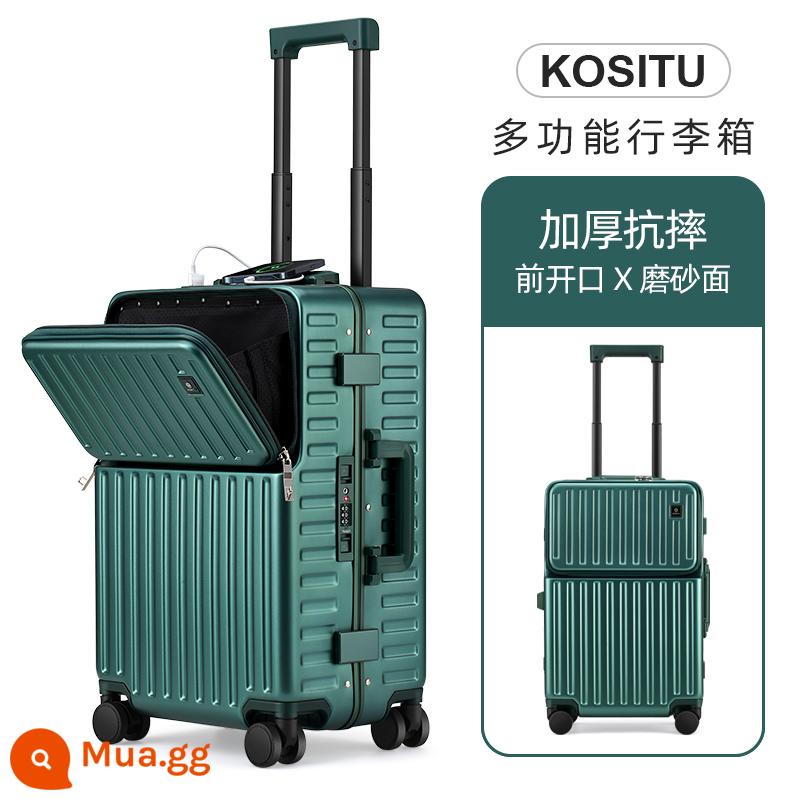 Vali Kosi kiểu mới của Đức có lỗ mở phía trước, cần kéo khung nhôm 24 inch, hộp mật khẩu du lịch nữ 20, nam lên máy bay 26 - Màu xanh lá cây [Ra mắt thương hiệu mới của Đức, nội dung nổi tiếng trên Internet, tách khô và ướt bên trong, dung tích lớn]