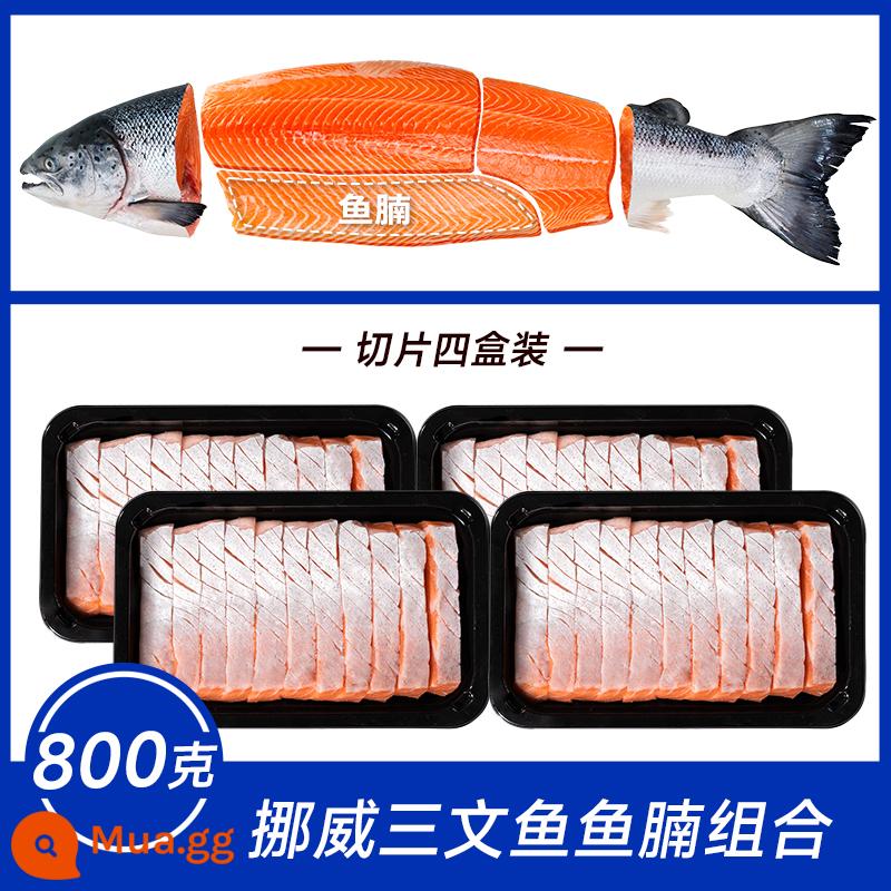 Sushi Baifeng nhập khẩu từ Na Uy H-111 sashimi cá hồi sashimi tươi phần giữa bụng hải sản cá hồi nguyên con - Bụng cá 800g [gói 4 lát]