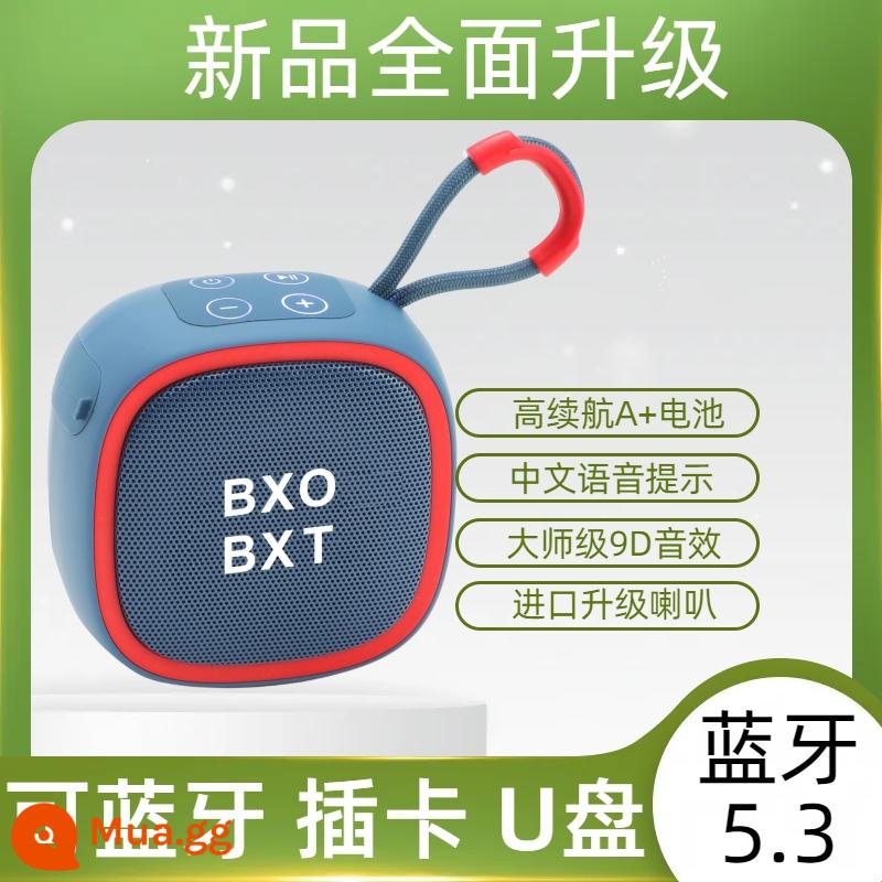 Loa Bluetooth không dây mini Thẻ di động ngoài trời Loa siêu trầm đĩa U Loa nhỏ gọn có thể sạc lại Type-C - Low-Key Blue (phiên bản Trung Quốc nâng cấp + hiệu ứng âm thanh vòm 9D)