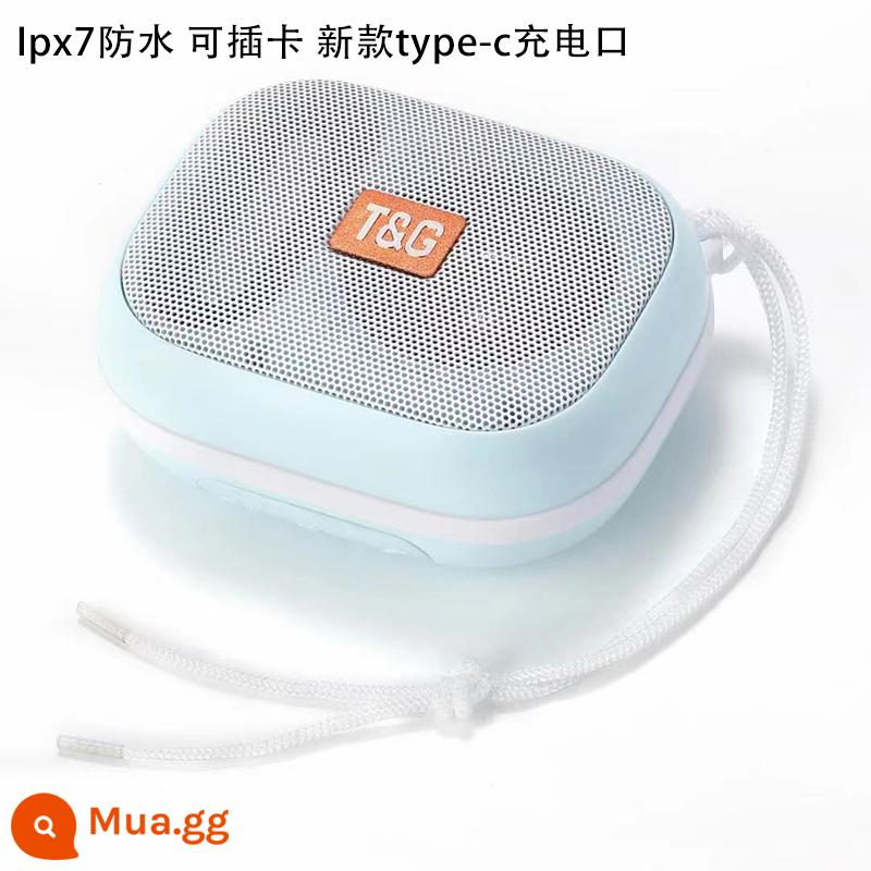 Xe Đạp Cấp 7 Chống Nước Loa Bluetooth Không Dây Di Động Ngoài Trời Không Dây Di Động Phòng Tắm Vuông Mini Loa Nhỏ - IPX7 màu xanh chống nước (sạc typec + dây buộc miễn phí)