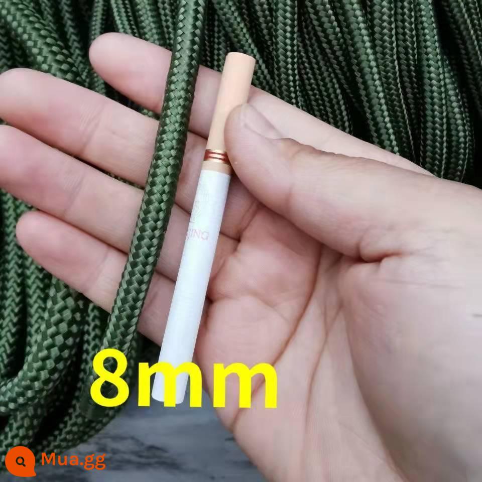 Quân đội màu xanh lá cây nylon chịu mài mòn dây bện dây thừng ràng buộc dây bạt phanh quảng cáo dây kéo dây - Xanh quân đội 8 mm + 10 mét