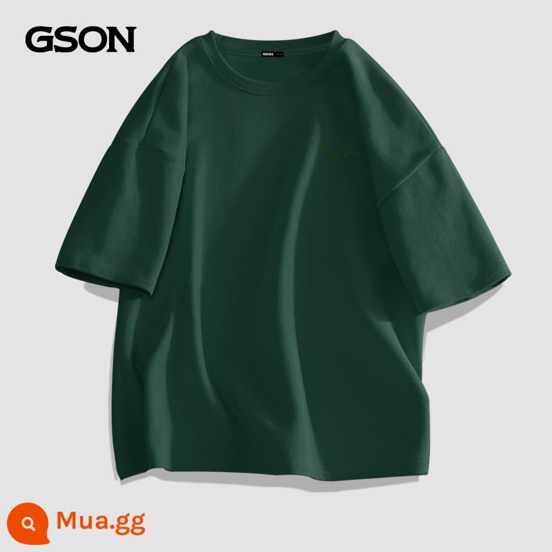 Semir Group GSON áo thun ngắn tay cotton nguyên chất cho nam phong cách tối giản áo thun graffiti màu trắng phong cách trung tính nửa tay rộng rãi cho nam - Rừng xanh (nhãn ngực mát mẻ mùa hè)