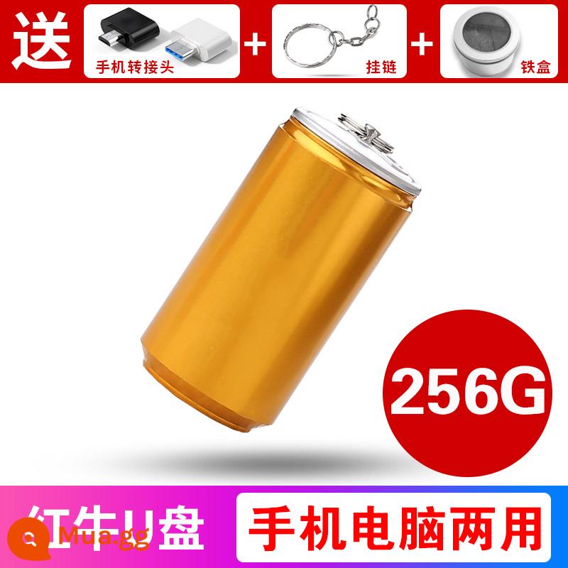 Ổ đĩa flash cola giá trị cao 128g điện thoại di động máy tính sử dụng kép dung lượng lớn cô gái kim loại dễ thương sinh viên ổ đĩa flash USB chính hãng - Hộp sắt Red Bull 256.G+