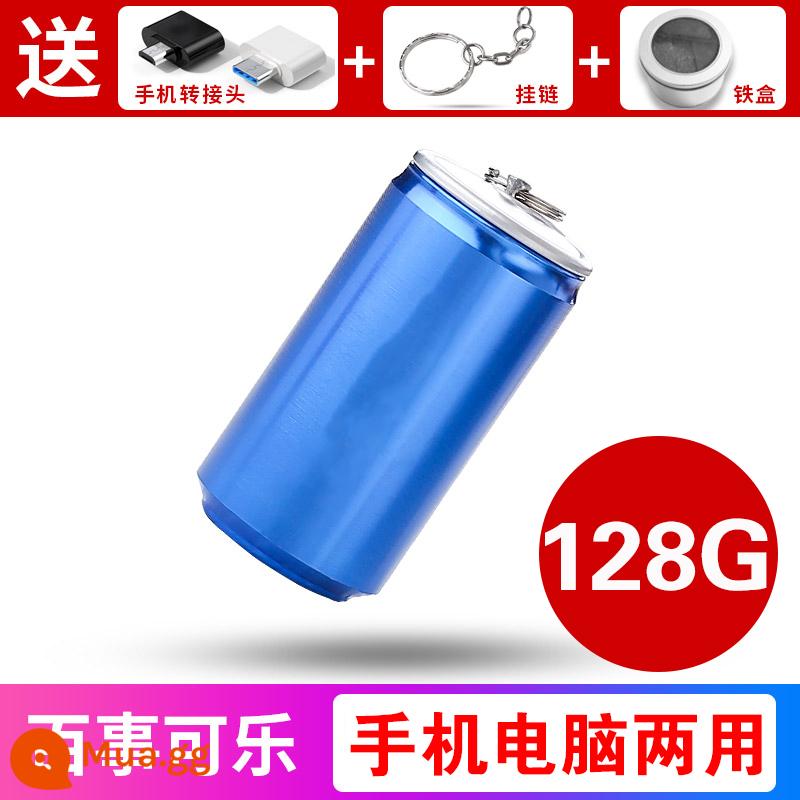 Ổ đĩa flash cola giá trị cao 128g điện thoại di động máy tính sử dụng kép dung lượng lớn cô gái kim loại dễ thương sinh viên ổ đĩa flash USB chính hãng - Hộp thiếc Pepsi 128.G+