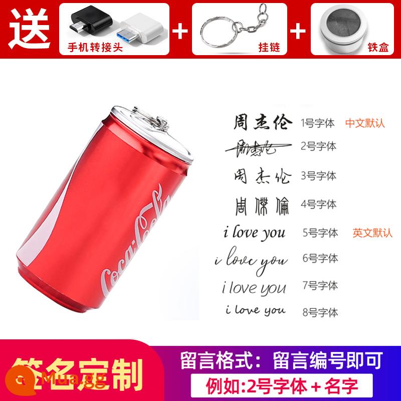 Ổ đĩa flash cola giá trị cao 128g điện thoại di động máy tính sử dụng kép dung lượng lớn cô gái kim loại dễ thương sinh viên ổ đĩa flash USB chính hãng - Tùy chỉnh chữ ký Coca-Cola 128.G+