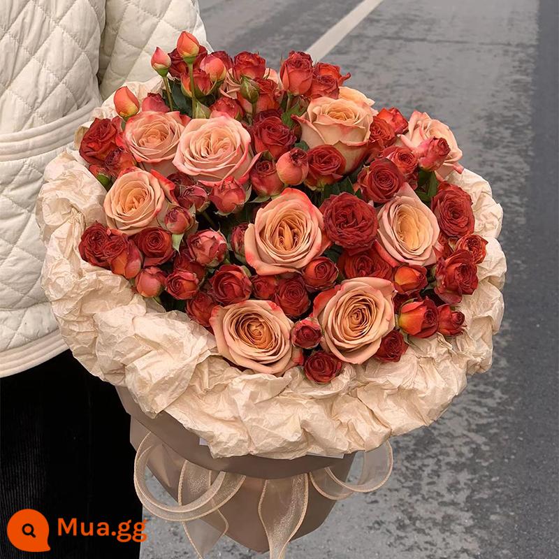 Retro Cappuccino Rose Bouquet Flower Express Hàng Châu Quảng Châu Thâm Quyến Thành phố Thượng Hải Giao hàng sinh nhật cho bạn gái - [Thể hiện tình yêu] 11 cappuccino + bong bóng