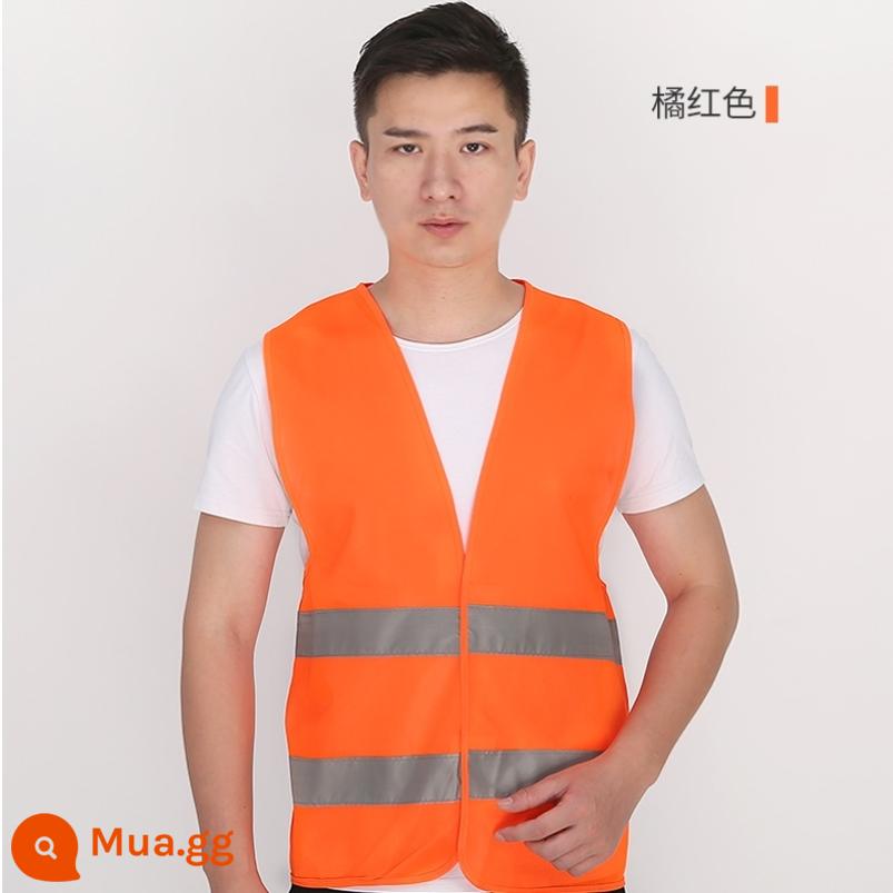 Áo vest an toàn phản quang in logo công trình chống tĩnh điện cộng với kỹ thuật in giao thông phân bón áo liền quần tùy chỉnh - Áo vest sọc xám vải cam-A85-T44