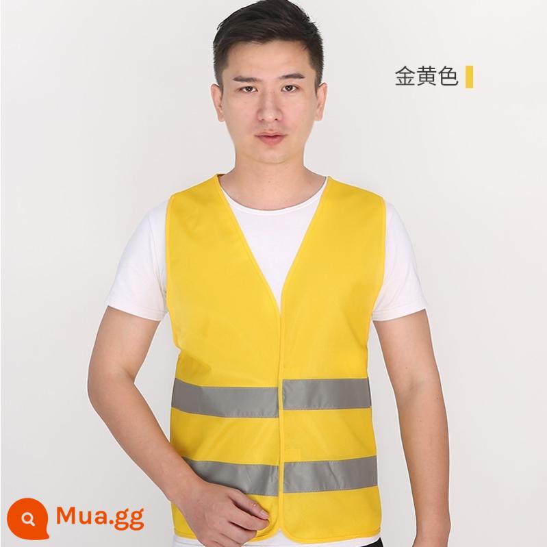 Áo vest an toàn phản quang in logo công trình chống tĩnh điện cộng với kỹ thuật in giao thông phân bón áo liền quần tùy chỉnh - Vải màu vàng đất và vest sọc xám-K83-S15