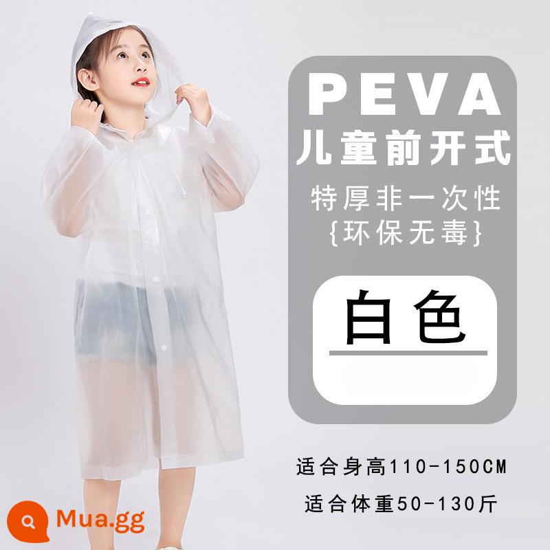 Áo mưa phiên bản dài dành cho người lớn eva dày toàn thân trẻ em di động không dùng một lần poncho tự đi xe đạp ngoài trời chống mưa - Mẫu trẻ em miệng rộng màu trắng [mẫu dày]