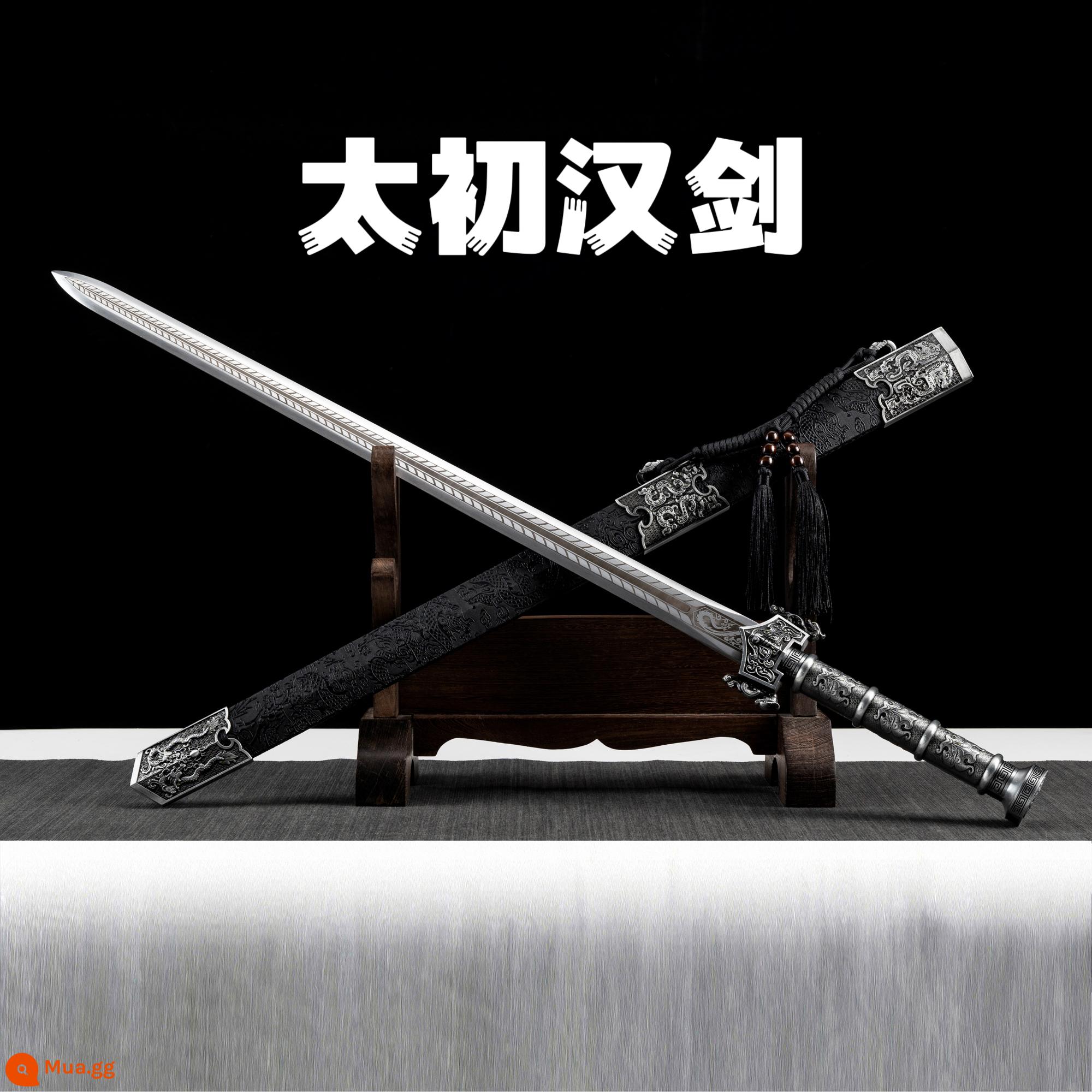 Longquan Live Broadcast có mô hình tương tự như Thanh kiếm Taichu Han Sword Shenxiao bằng thép mangan cao một mảnh được làm thủ công bằng tay Tang Hengdao phiên bản dài chưa cắt - đen