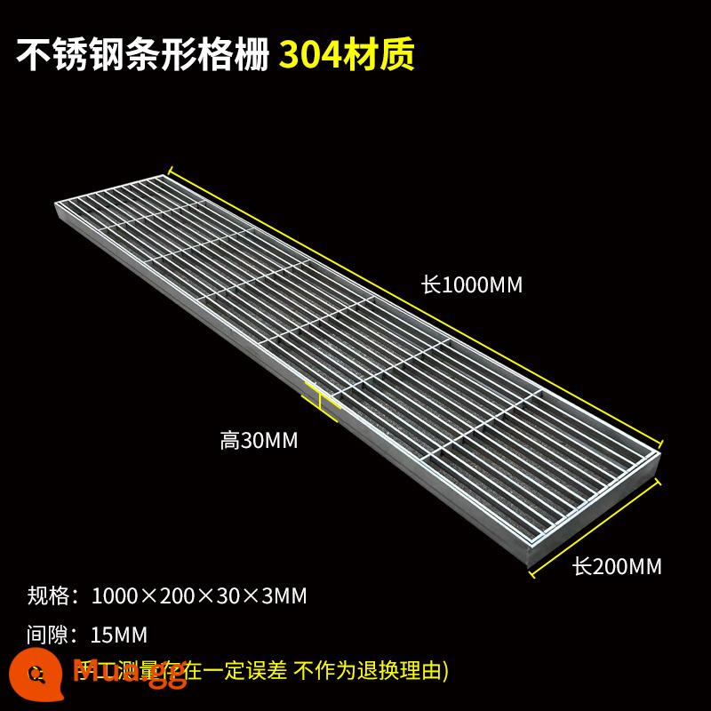 Tùy chỉnh 304 Thép không gỉ dải lưới tản nhiệt vườn vườn mưa Mules Courtyard Sewer Sewer Cover Cover Spot 201 - Chất liệu 304 1000*200*30*3