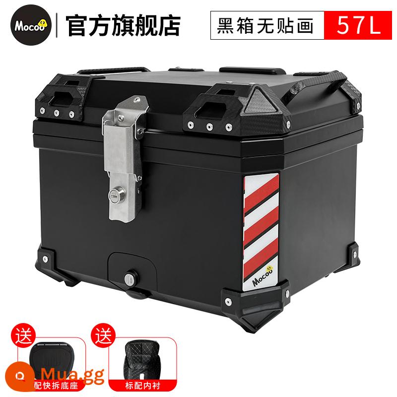 Mushroom 45L hộp đuôi đầu máy đa năng xe điện xe tay ga cốp dung tích lớn hộp đuôi sau hợp kim nhôm - [57L] Hộp đen + lớp lót [Tấm đáy PP]