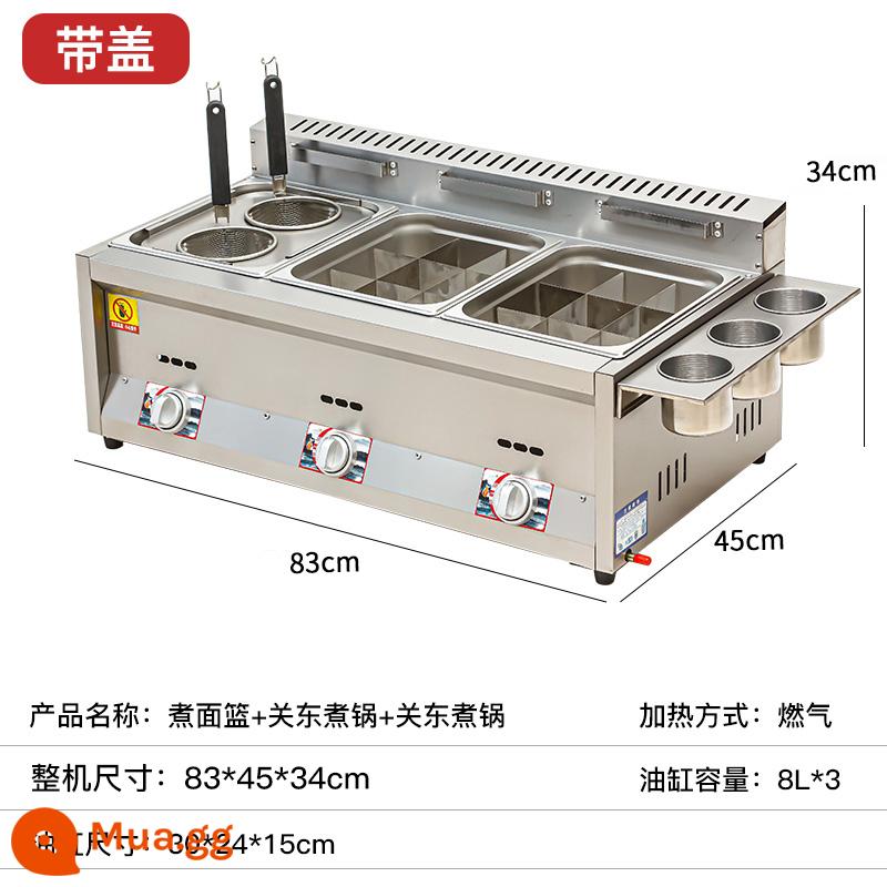 Gas Frying Pot Booth Gas Gas Thịt xáo newers Thương xít - Ba nồi chiên + nấu mì + 2 oden + dụng cụ