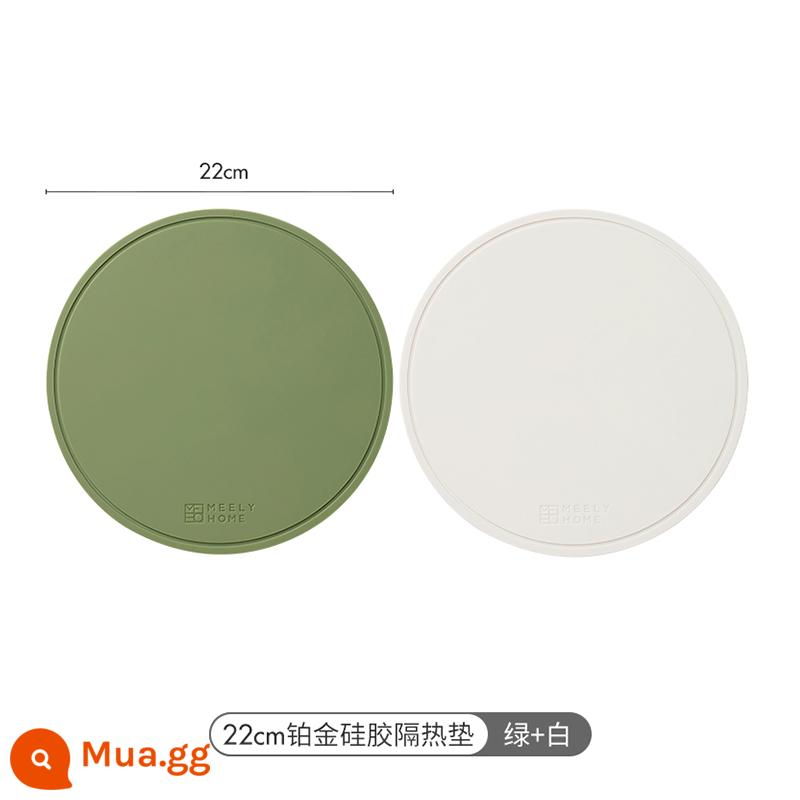 Thảm cách nhiệt bằng silicone meelyhome Thảm lót bàn ăn chống bỏng Thảm lót bát đĩa Thảm lót bát đĩa Thảm lót bàn ăn chịu nhiệt độ cao - 22cm [Gói 2 màu xanh + trắng] Tấm lót đĩa cách nhiệt bằng silicon bạch kim