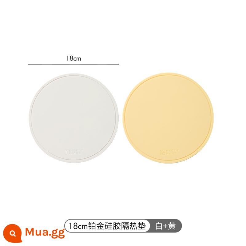 Thảm cách nhiệt bằng silicone meelyhome Thảm lót bàn ăn chống bỏng Thảm lót bát đĩa Thảm lót bát đĩa Thảm lót bàn ăn chịu nhiệt độ cao - 18cm [vàng + trắng 2 miếng] tấm lót đĩa cách nhiệt bằng silicon bạch kim