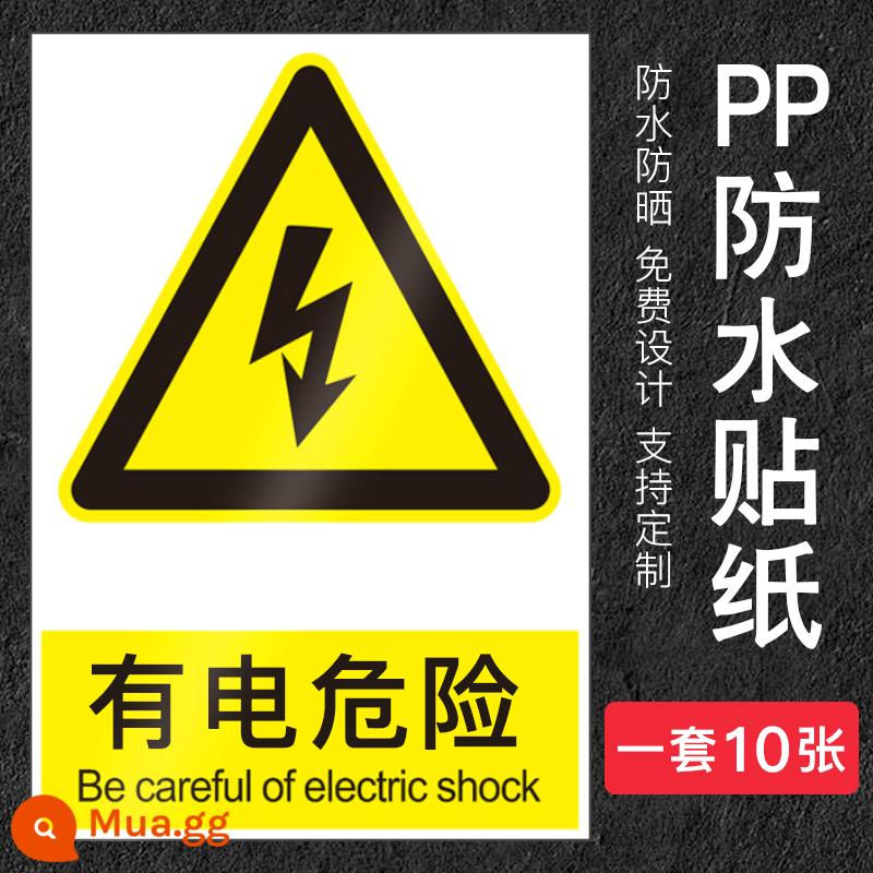 Nhãn dán cảnh báo nguy hiểm về điện, cẩn thận điện giật, cẩn thận với các dấu hiệu chấn thương cơ học, chú ý đến an toàn, biển báo thiết bị nhiệt độ cao, biển báo nhắc nhở, nhãn dán, hộp phân phối, cảnh báo an toàn điện, biển báo tự dính - Nguy hiểm về điện [gói 10 miếng dán]