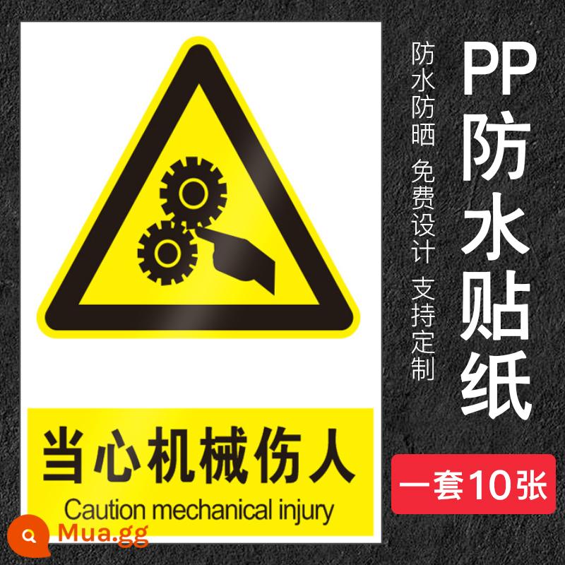 Nhãn dán cảnh báo nguy hiểm về điện, cẩn thận điện giật, cẩn thận với các dấu hiệu chấn thương cơ học, chú ý đến an toàn, biển báo thiết bị nhiệt độ cao, biển báo nhắc nhở, nhãn dán, hộp phân phối, cảnh báo an toàn điện, biển báo tự dính - Cẩn thận với chấn thương cơ học [gói 10 miếng dán]