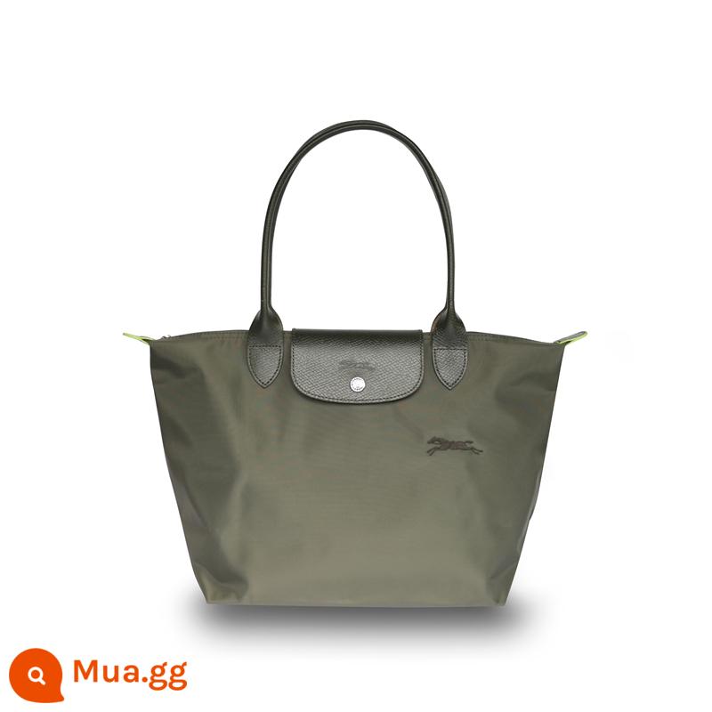 Pháp Longchamp 法 Bánh bao Nylon Bóng tay lớn Túi xách gấp túi, Túi mua sắm Túi mua sắm Túi Túi phụ nữ Túi phụ nữ Túi phụ nữ - Tay cầm dài lớn màu xanh lá cây