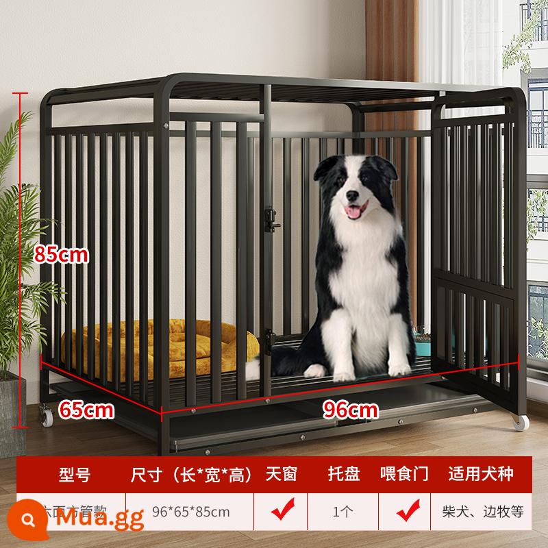 Chuồng chó cỡ trung bình cho chó lớn trong nhà có nhà vệ sinh Border Collie lồng thú cưng nhỏ Golden Retriever cũi chuồng chó hàng rào chó - [Đen] Ống vuông sáu cạnh kiểu "95*65*85" ❤Ống nguyên!