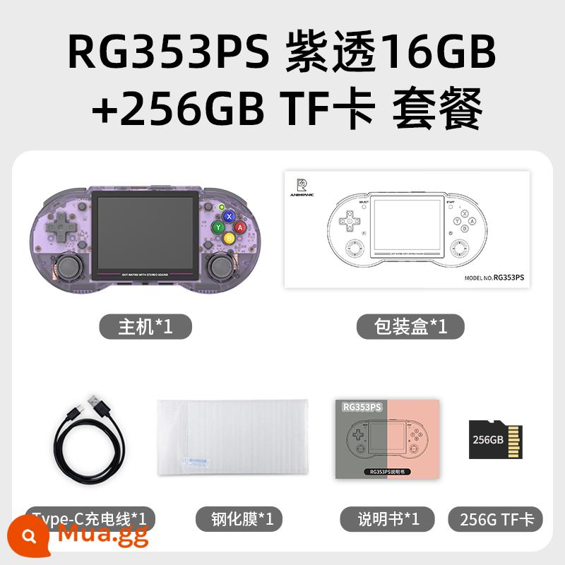 ANBERNIC RG353PS Phiên bản di động ngang Mã nguồn mở Máy chơi game cầm tay Arcade phong cách hoài cổ cổ điển có TV 2023 Quà tặng ngày lễ tình nhân mới của Trung Quốc cho bạn trai - Thẻ TF 16+256G 16+256G trong suốt màu tím RG353PS (1W+trò chơi)