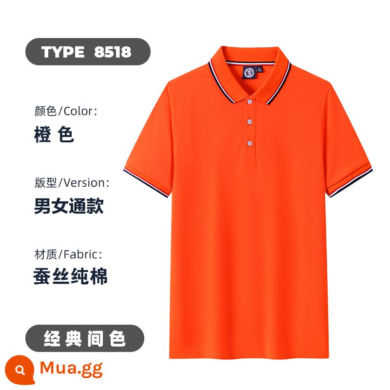 Quần áo công sở có ve áo theo yêu cầu, áo polo ngắn tay in logo, đồng phục nhóm công ty, áo sơ mi cotton thêu văn hóa, may theo yêu cầu - 518 màu cam