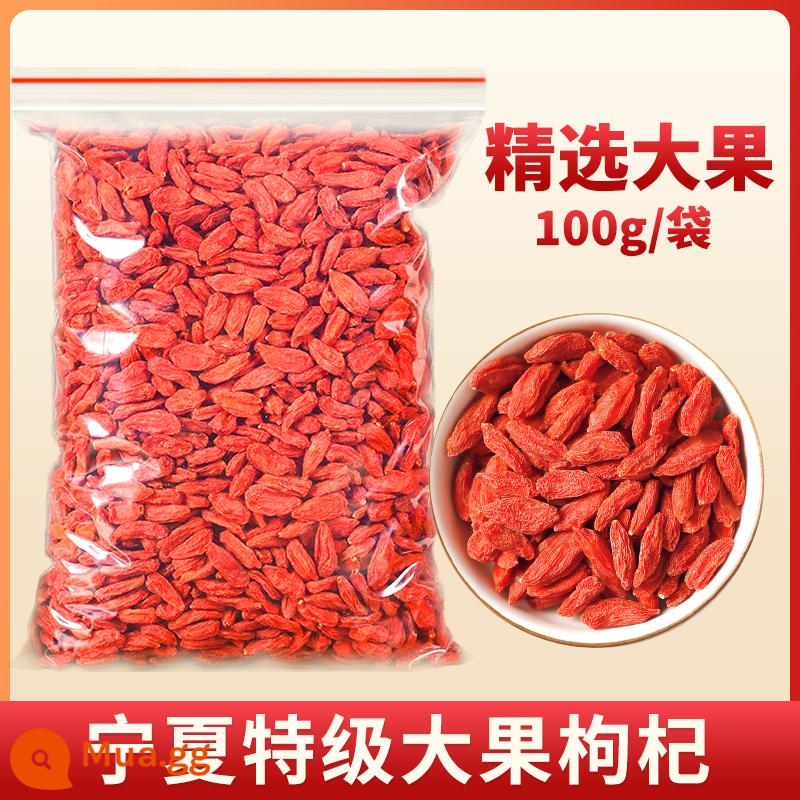 Lycium barbarum Ningxia đích thực cấp đặc biệt cửa hàng hàng đầu chính thức ngày đỏ tóc khô đông lạnh râu sói đỏ với hoa cúc ngâm trong nước - Dâu tây trái lớn chọn lọc 100g/túi (nấu cháo, canh)