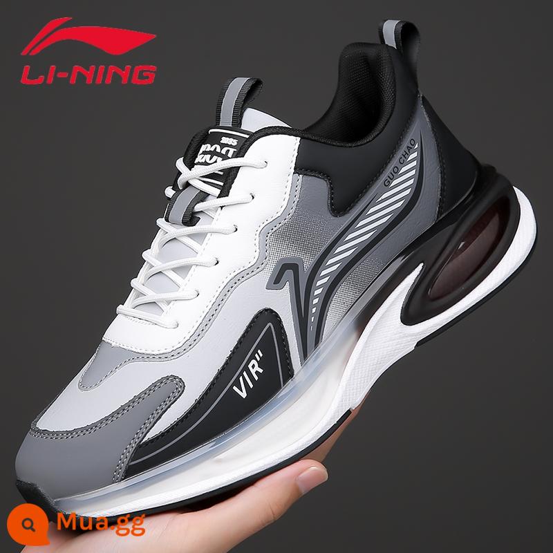 Giày Nam Li Ning Giày Thể Thao 2023 Mới Thu Đông Nhung Thoáng Khí Da Nhẹ Đa Năng Giảm Sốc Giày Chạy Bộ Thông Thường - L3258 da màu xám