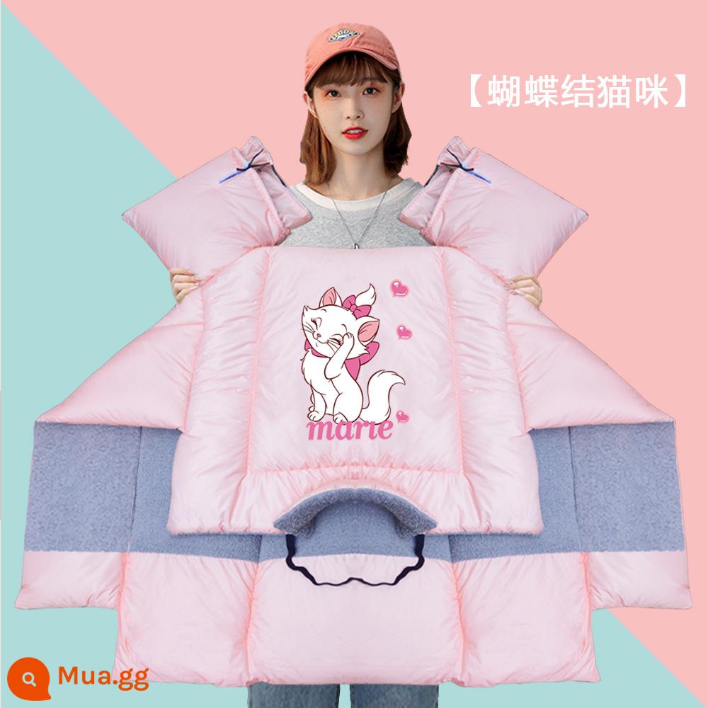 Chăn mùa đông kính chắn gió xe điện HelloKitty màu hồng, nhung, dày và không thấm nước, thích hợp cho Aimaadi - Dịch chuyển cá nhân + cánh mở rộng + nơ mèo (hồng)