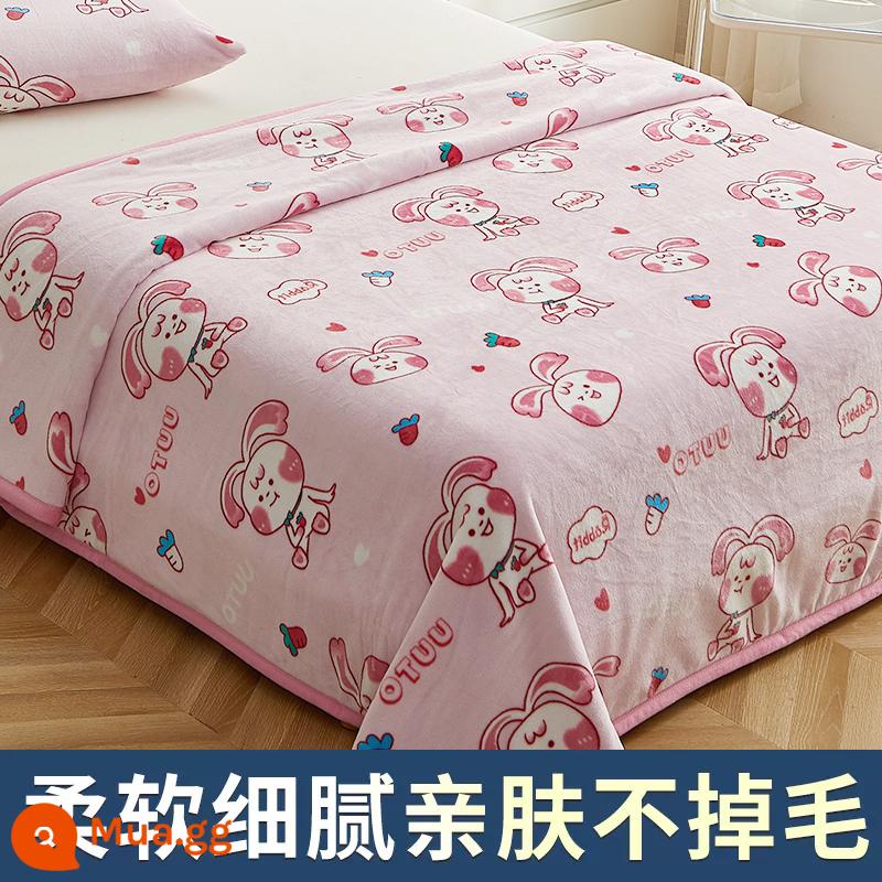 Sữa chăn lông cừu san hô flannel chăn mùa đông nệm cộng với nhung dày giường giường đơn ký túc xá - Thỏ mềm mại dễ thương