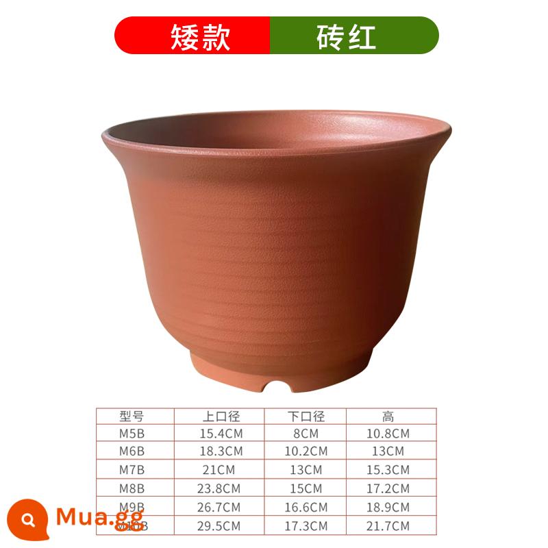 Cổ điển giả đất sét chậu hoa giả gốm nhựa gallon chậu hoa tròn bát cao vàng kudzu nồi cây cảnh lớn chậu hoa - Loại ngắn B [Bồn rửa đơn] Màu đỏ gạch