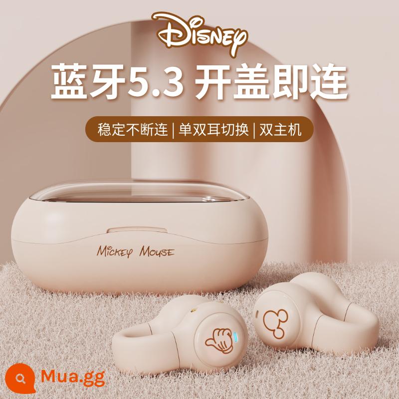 Tai Nghe Bluetooth Chính Hãng Disney 2023 Mới Dẫn Truyền Qua Xương Giảm Tiếng Ồn Thể Thao Bé Gái Kẹp Tai - Áo sơ mi Mickey Apricot [Chất lượng âm thanh bộ chỉnh sáu dải 5.3 + cao su mềm để đeo thoải mái]