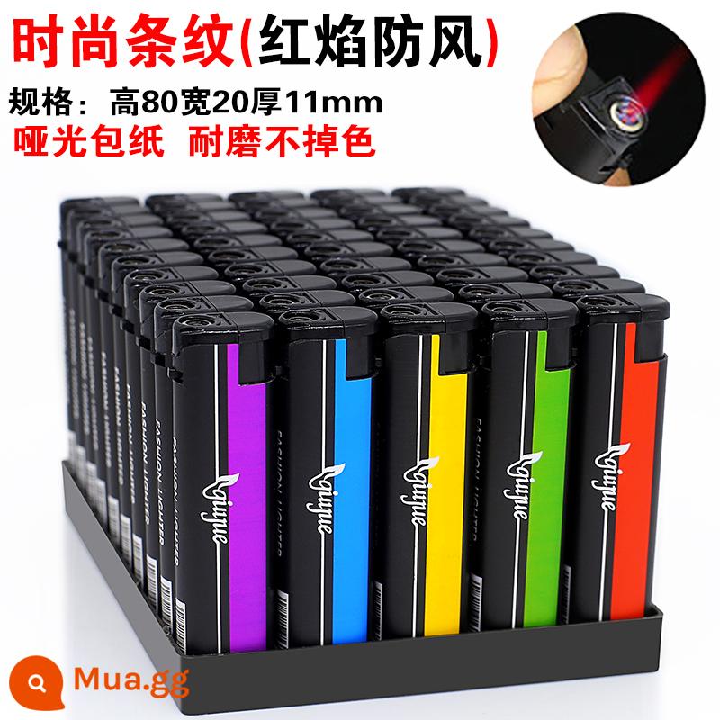 [Kích thước lớn trong suốt] 50 chiếc bật lửa chống gió bật lửa bán buôn dùng một lần trong gia đình tùy chỉnh có in - Sọc năm màu ► [Chống gió] ► Trượt xuống để chọn số lượng